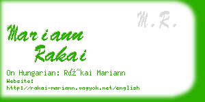 mariann rakai business card